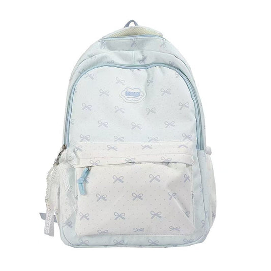 School Backpack with Bow Pattern