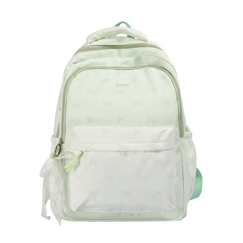 School Backpack with Bow Pattern