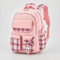 School Backpack with Plaid Detail