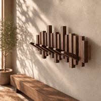 Sculptural Wooden Wall Coat Rack