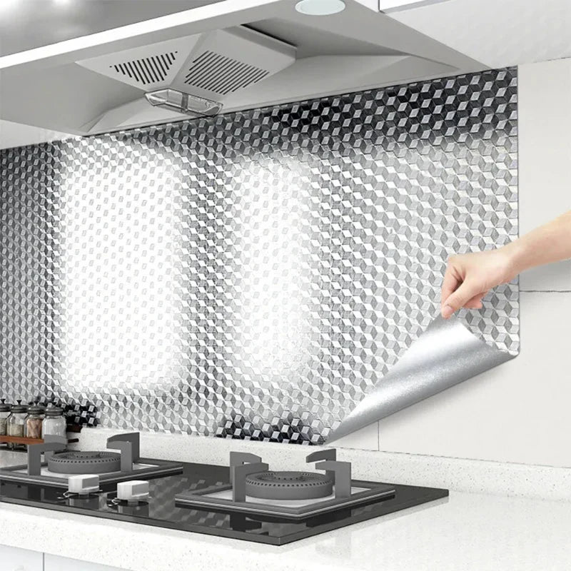 Self-Adhesive Aluminum Waterproof & Oil-Proof Kitchen Wallpaper Sticker