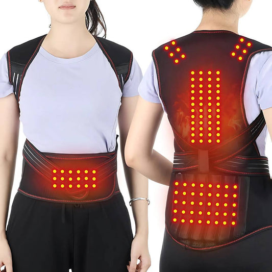 Self-Heating Back Support Brace - Adjustable Heated Posture Corrector for Back Pain Relief & Posture Improvement