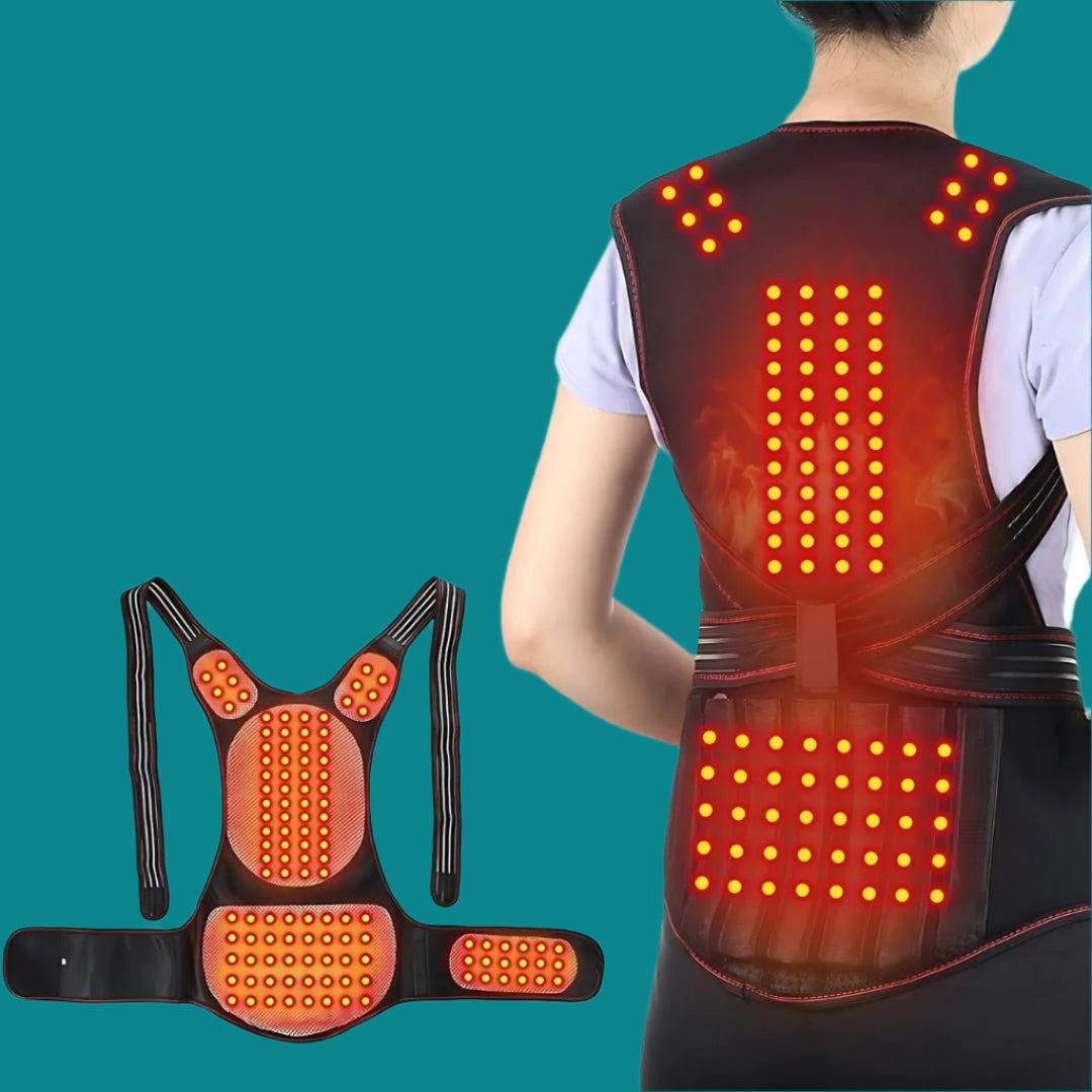 Self-Heating Back Support Brace - Adjustable Heated Posture Corrector for Back Pain Relief & Posture Improvement