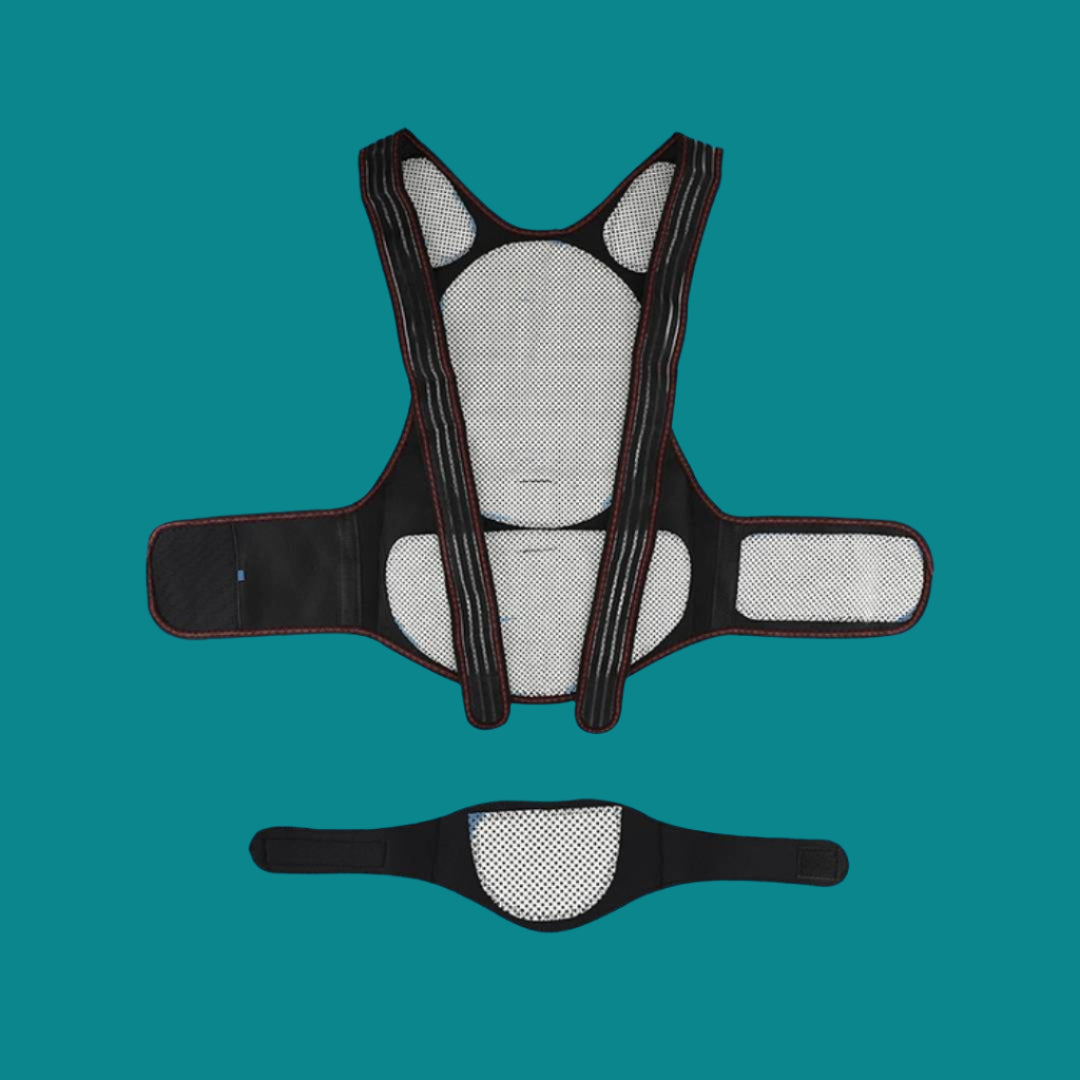 Self-Heating Back Support Brace - Adjustable Heated Posture Corrector for Back Pain Relief & Posture Improvement