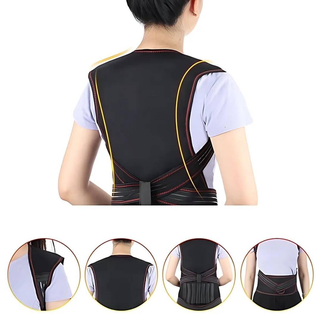 Self-Heating Back Support Brace - Adjustable Heated Posture Corrector for Back Pain Relief & Posture Improvement