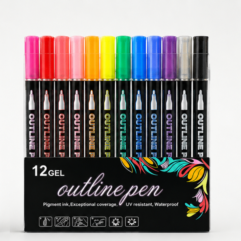 Self-Outline Dual-Tip Glitter Markers