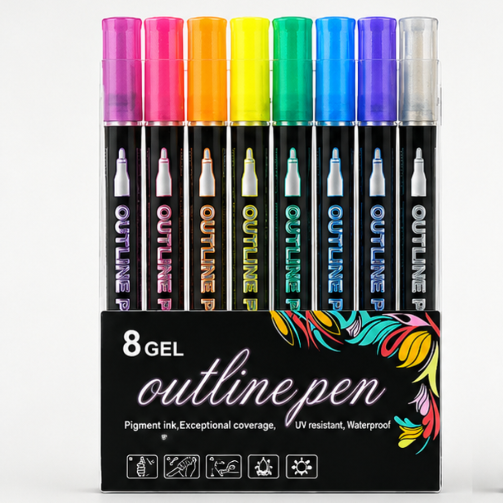 Self-Outline Dual-Tip Glitter Markers