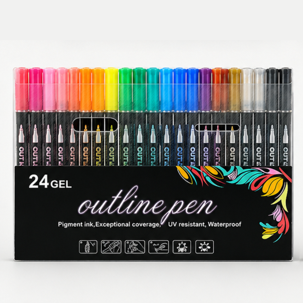 Self-Outline Dual-Tip Glitter Markers
