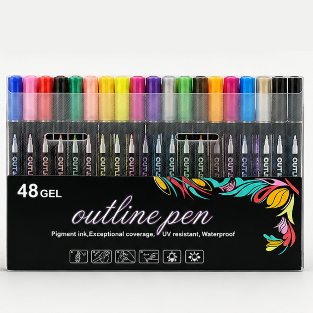 Self-Outline Dual-Tip Glitter Markers