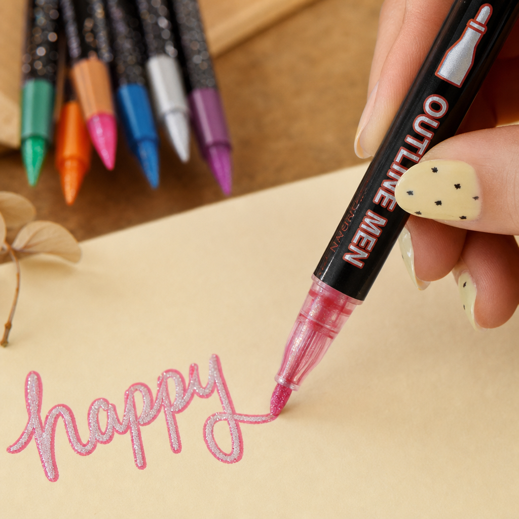Self-Outline Dual-Tip Glitter Markers