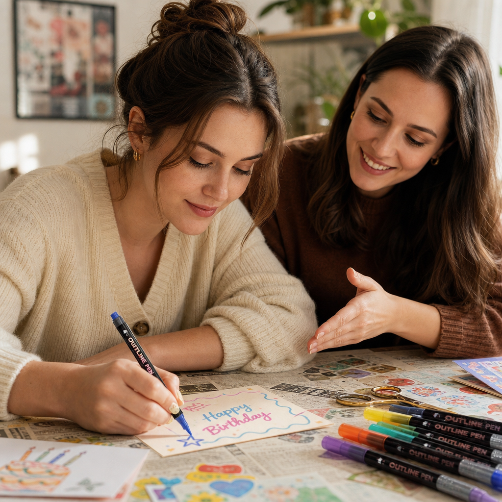 Self-Outline Dual-Tip Glitter Markers