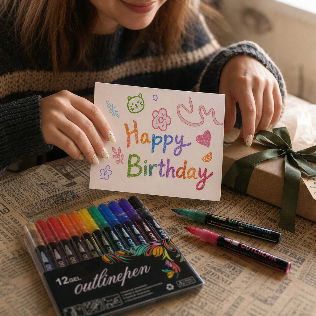 Self-Outline Dual-Tip Glitter Markers