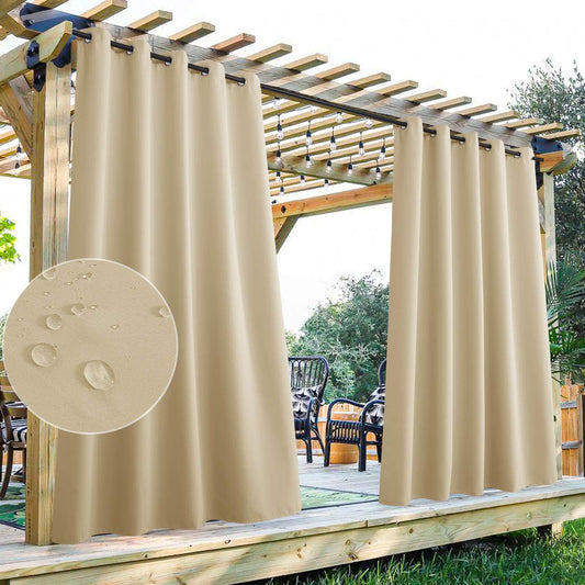 Set of 2 Waterproof Outdoor Patio Curtains with Grommets, Windproof & Privacy