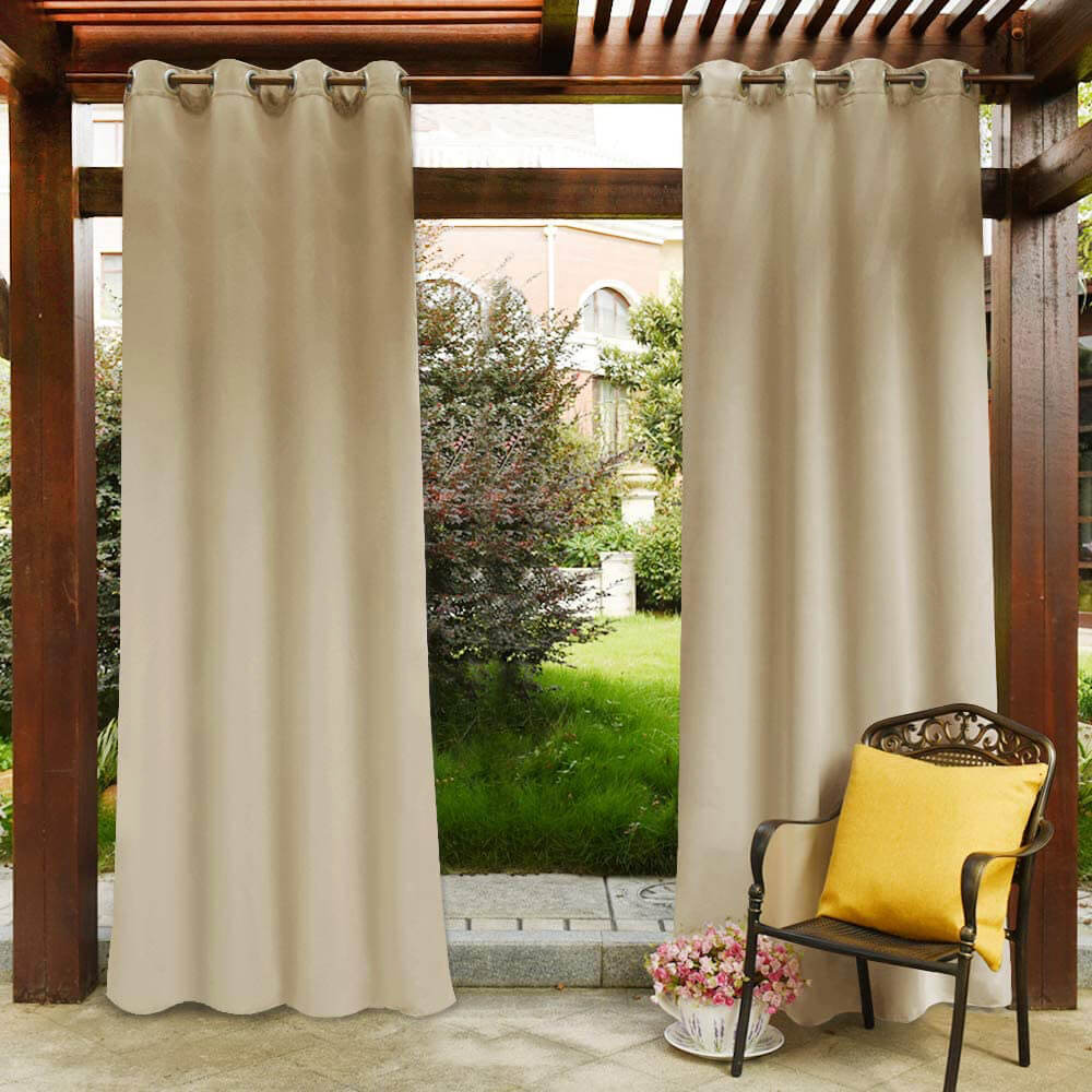 Set of 2 Waterproof Outdoor Patio Curtains with Grommets, Windproof & Privacy