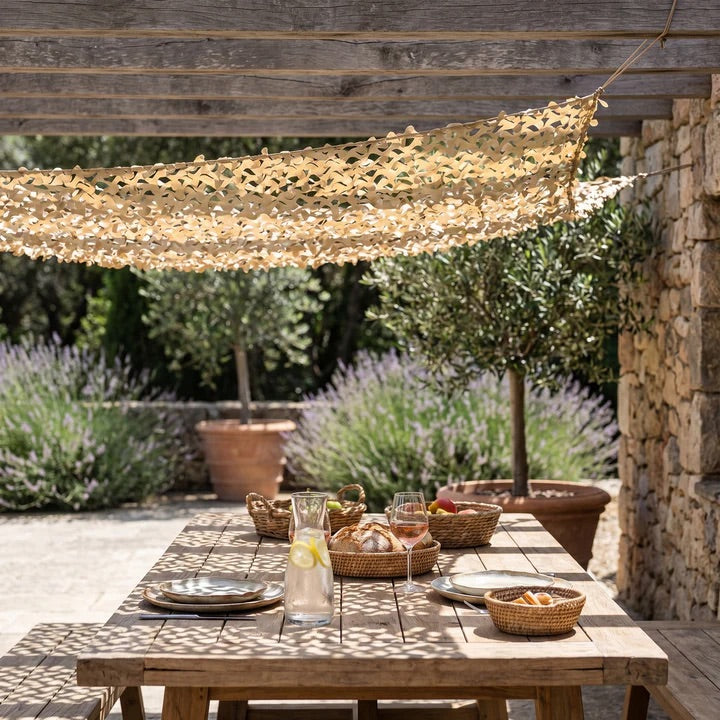 Shade Netting for Terrace and Pergola – 6 Colours, Breathable, Hangs in 1 Hour