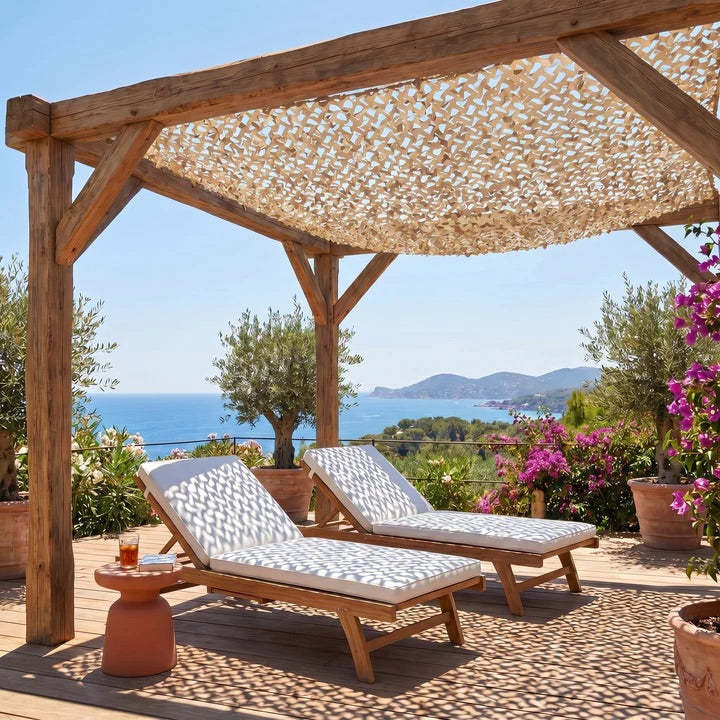 Shade Netting for Terrace and Pergola – 6 Colours, Breathable, Hangs in 1 Hour