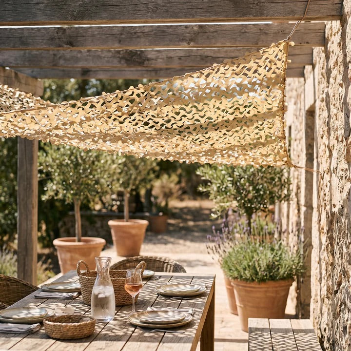 Shade Netting for Terrace and Pergola – 6 Colours, Breathable, Hangs in 1 Hour