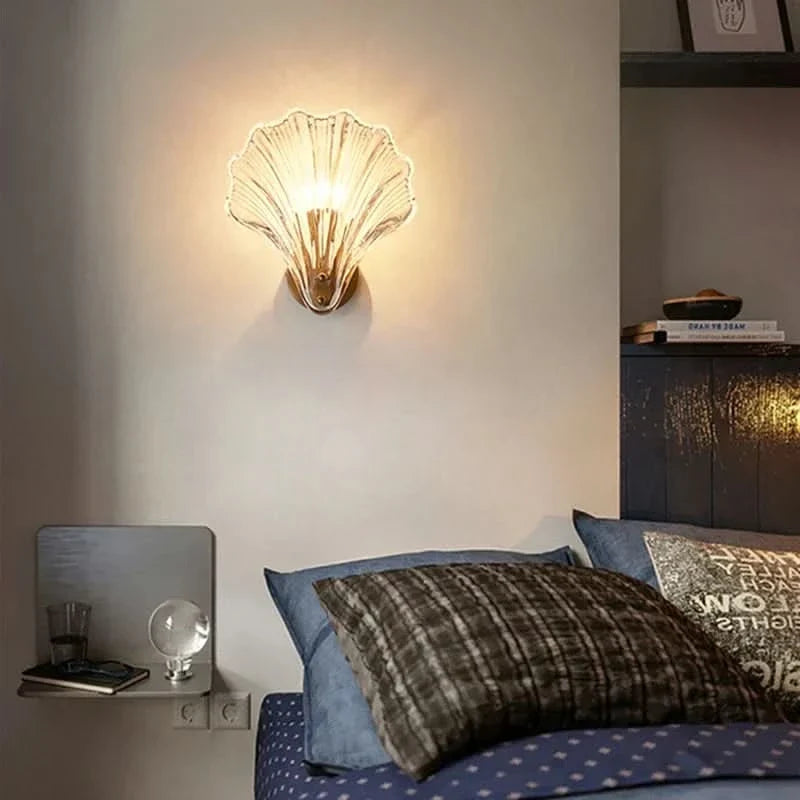 Shell Glass Wall Light – Decorative Fixture with Warm LED Lighting