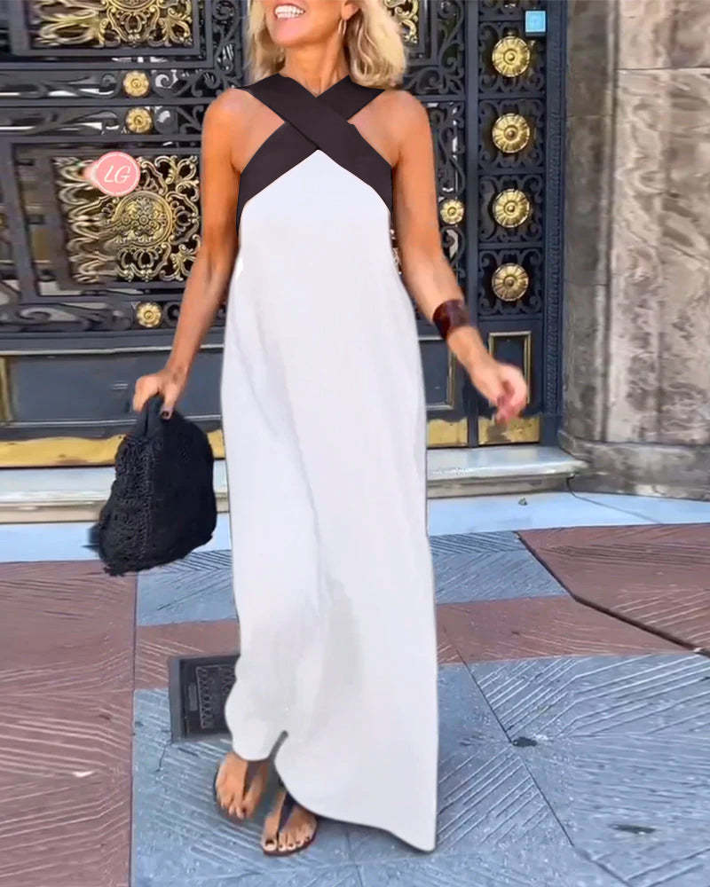 Sleeveless Crisscross Halter Dress