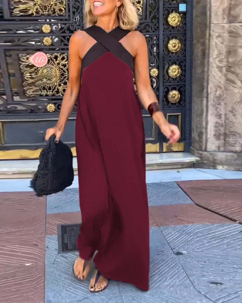 Sleeveless Crisscross Halter Dress