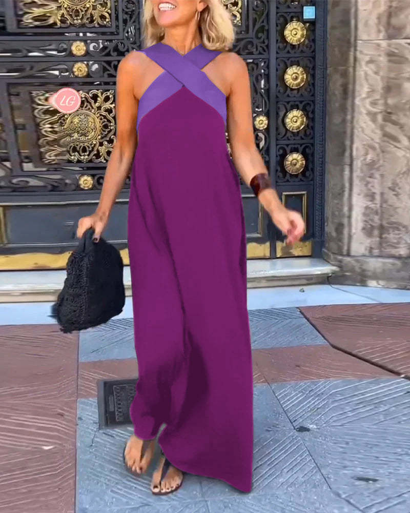 Sleeveless Crisscross Halter Dress