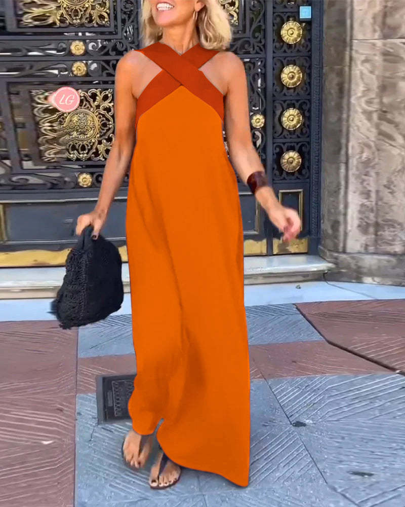 Sleeveless Crisscross Halter Dress