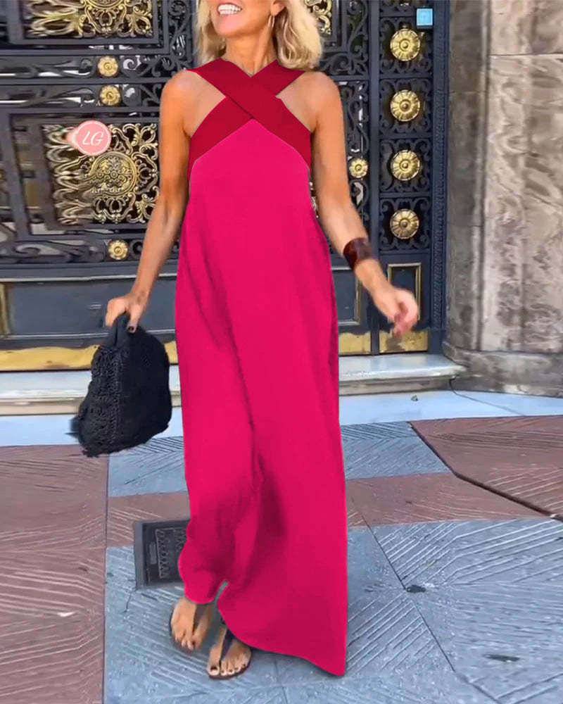 Sleeveless Crisscross Halter Dress