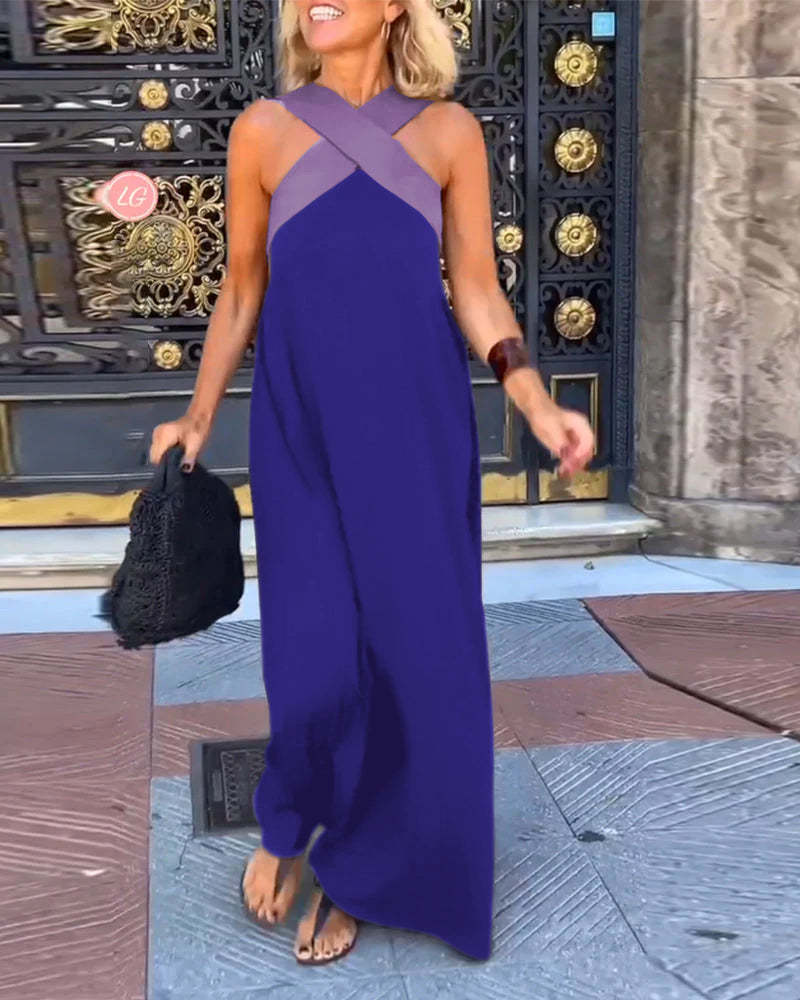 Sleeveless Crisscross Halter Dress