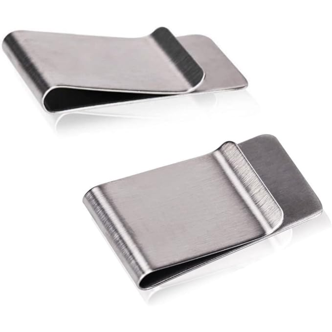Slim Stainless Steel Card Holder and Money Clip - Pack of 2