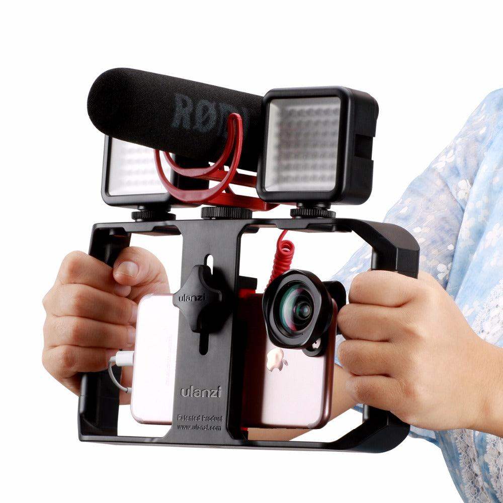 Smartphone Video Rig Stabilizer with Light – Smooth Filming & Lighting for Mobile Recording