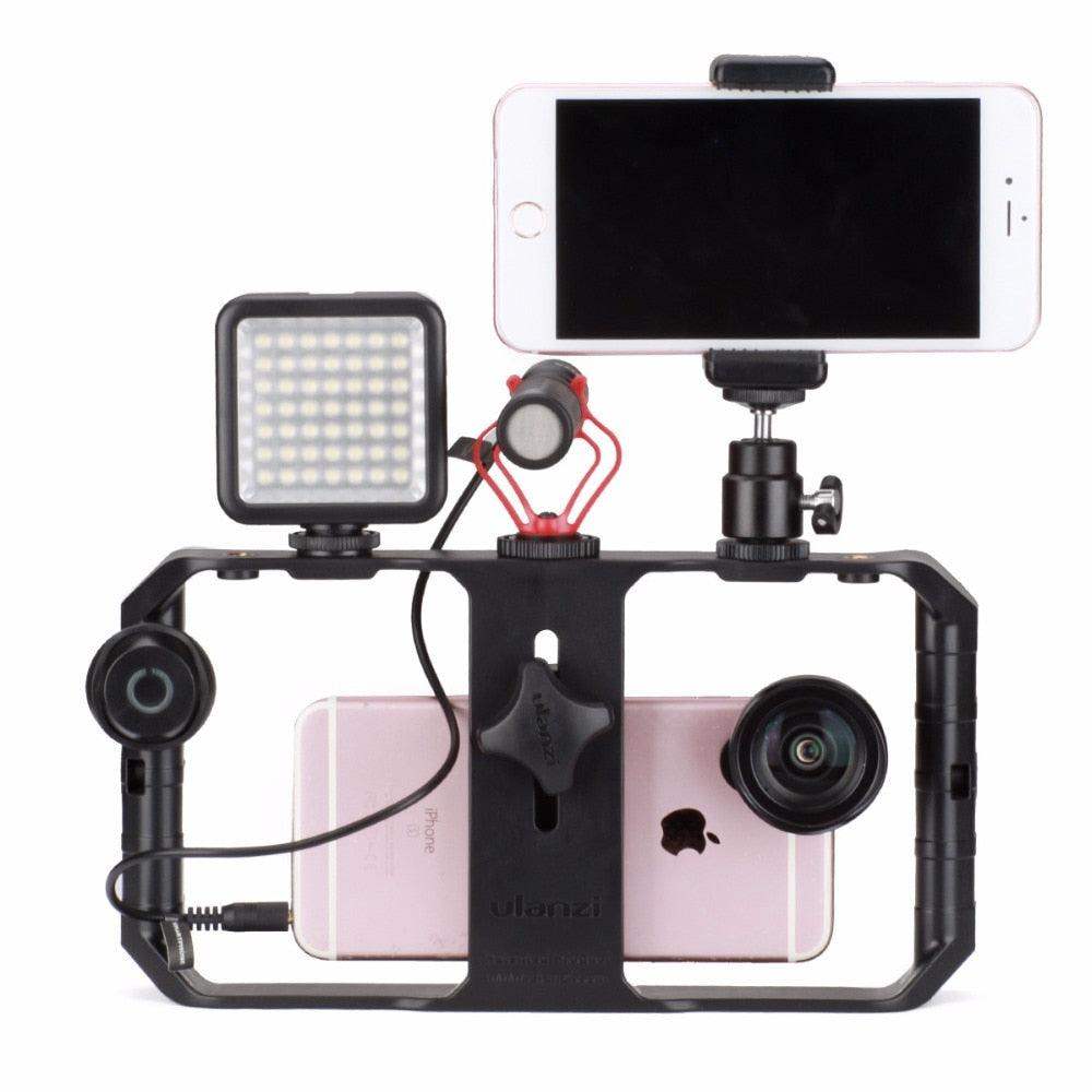 Smartphone Video Rig Stabilizer with Light – Smooth Filming & Lighting for Mobile Recording