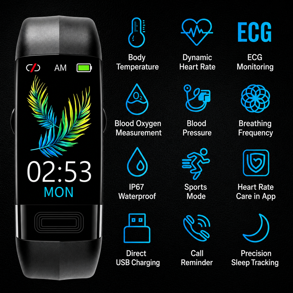 Smartwatch with Health Tracking, ECG, Blood Pressure and Sleep Tracking