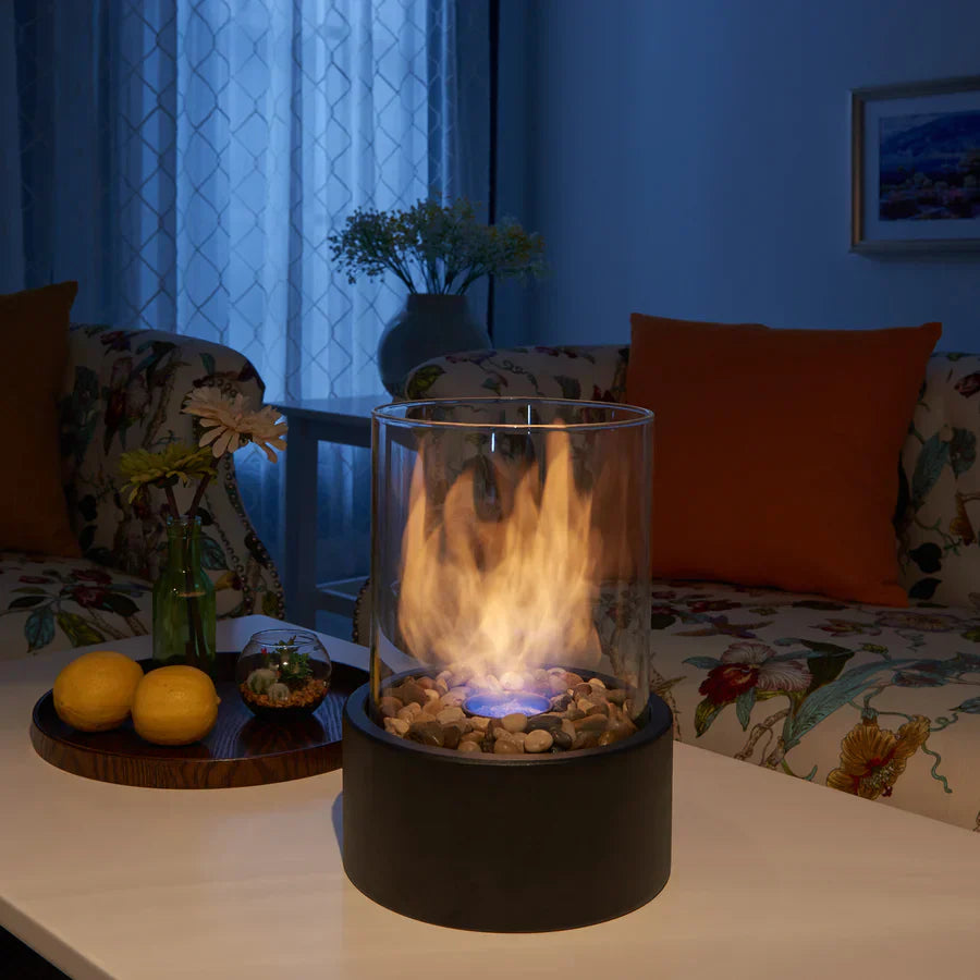 Smokeless Glass Bioethanol Fireplace – Portable Tabletop Fireplace for Indoor and Outdoor Use