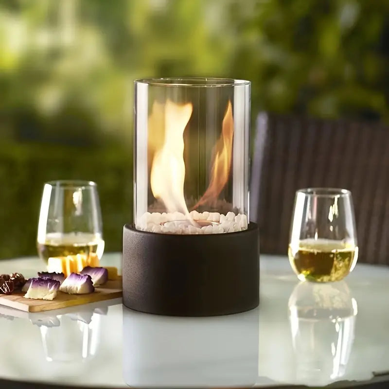 Smokeless Glass Bioethanol Fireplace – Portable Tabletop Fireplace for Indoor and Outdoor Use