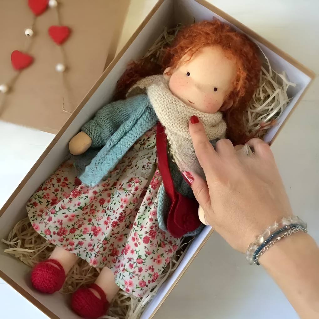 Soft Waldorf-Style Cuddle Doll with Soft Knit Cardigan