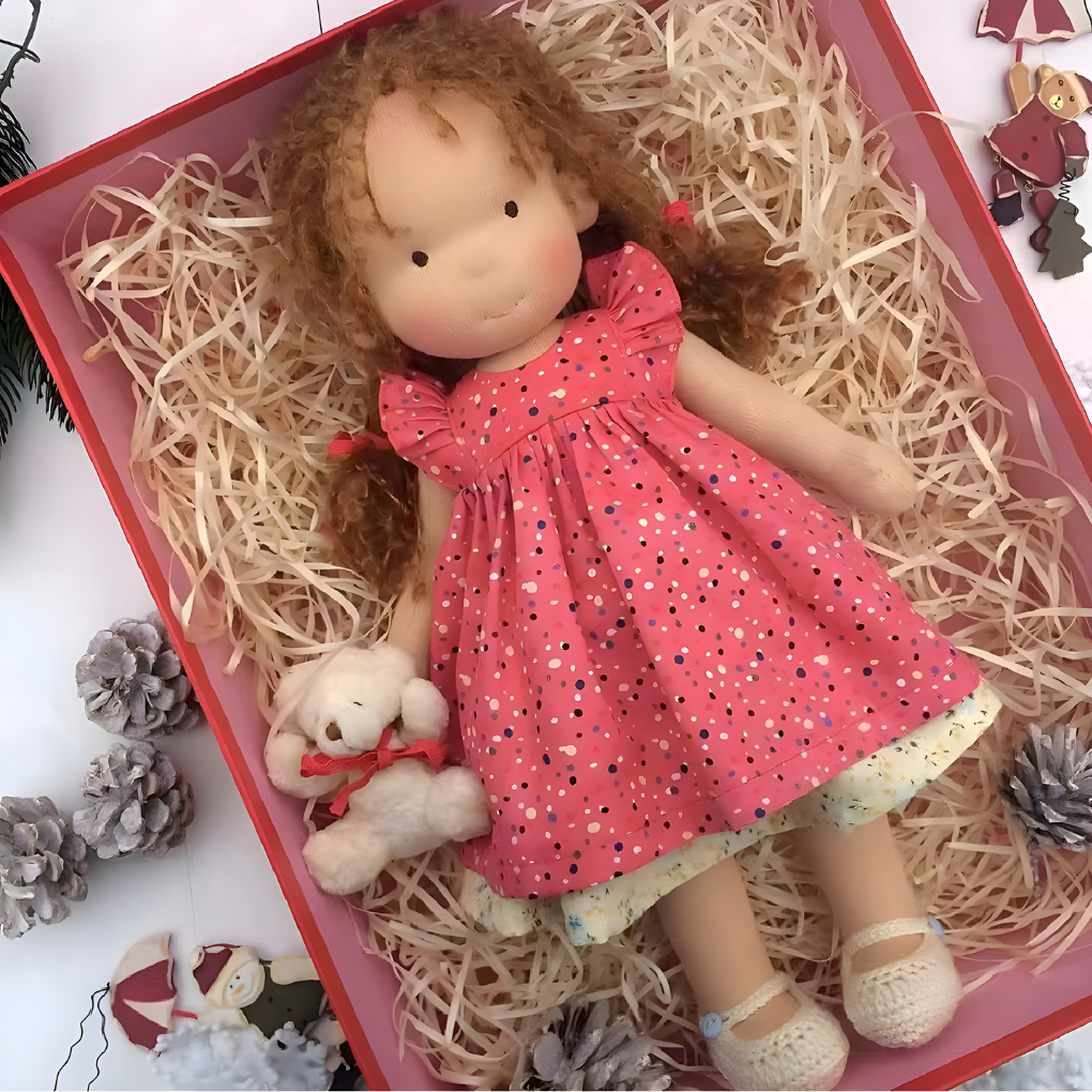 Soft Waldorf-Style Cuddle Doll with Soft Knit Cardigan