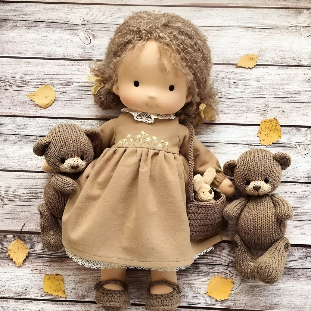 Soft Waldorf-Style Cuddle Doll with Soft Knit Cardigan