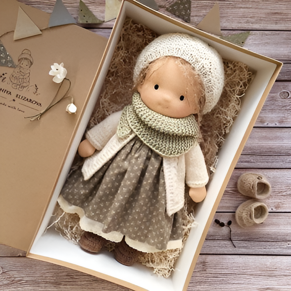 Soft Waldorf-Style Cuddle Doll with Soft Knit Cardigan