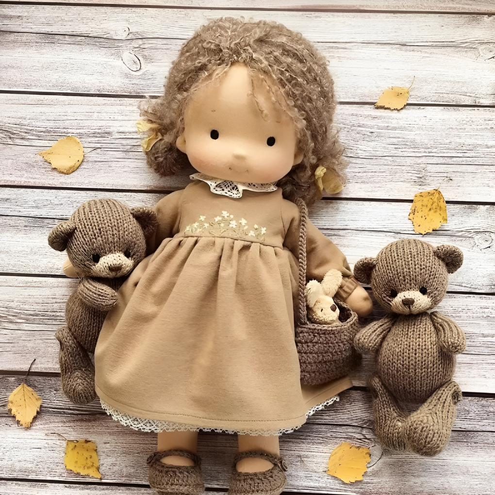 Soft Waldorf-Style Cuddle Doll with Soft Knit Cardigan
