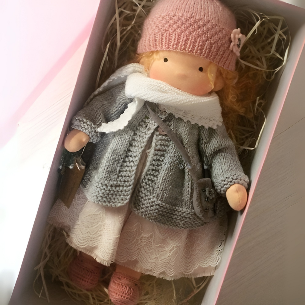 Soft Waldorf-Style Cuddle Doll with Soft Knit Cardigan