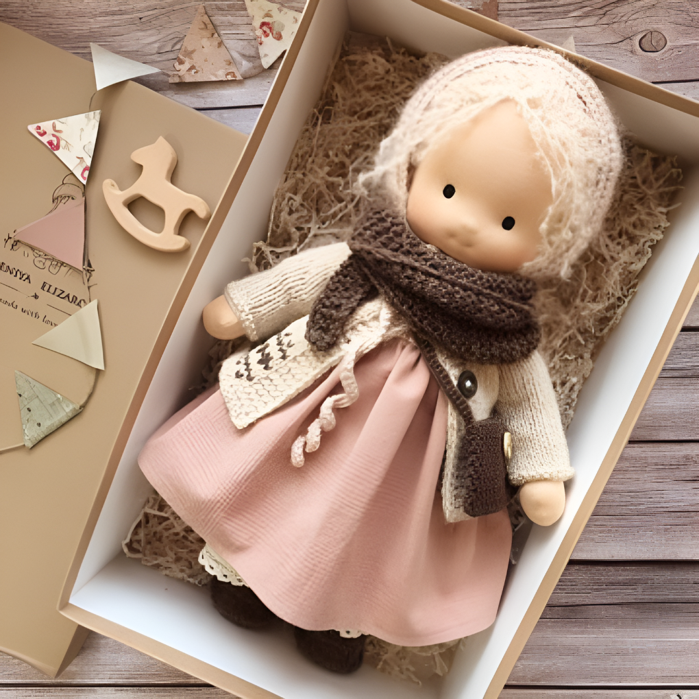 Soft Waldorf-Style Cuddle Doll with Soft Knit Cardigan