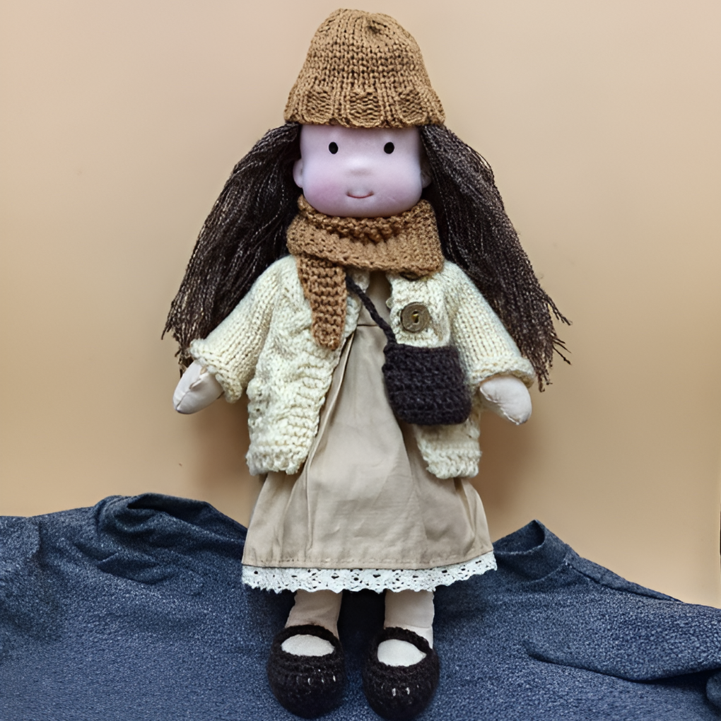 Soft Waldorf-Style Cuddle Doll with Soft Knit Cardigan