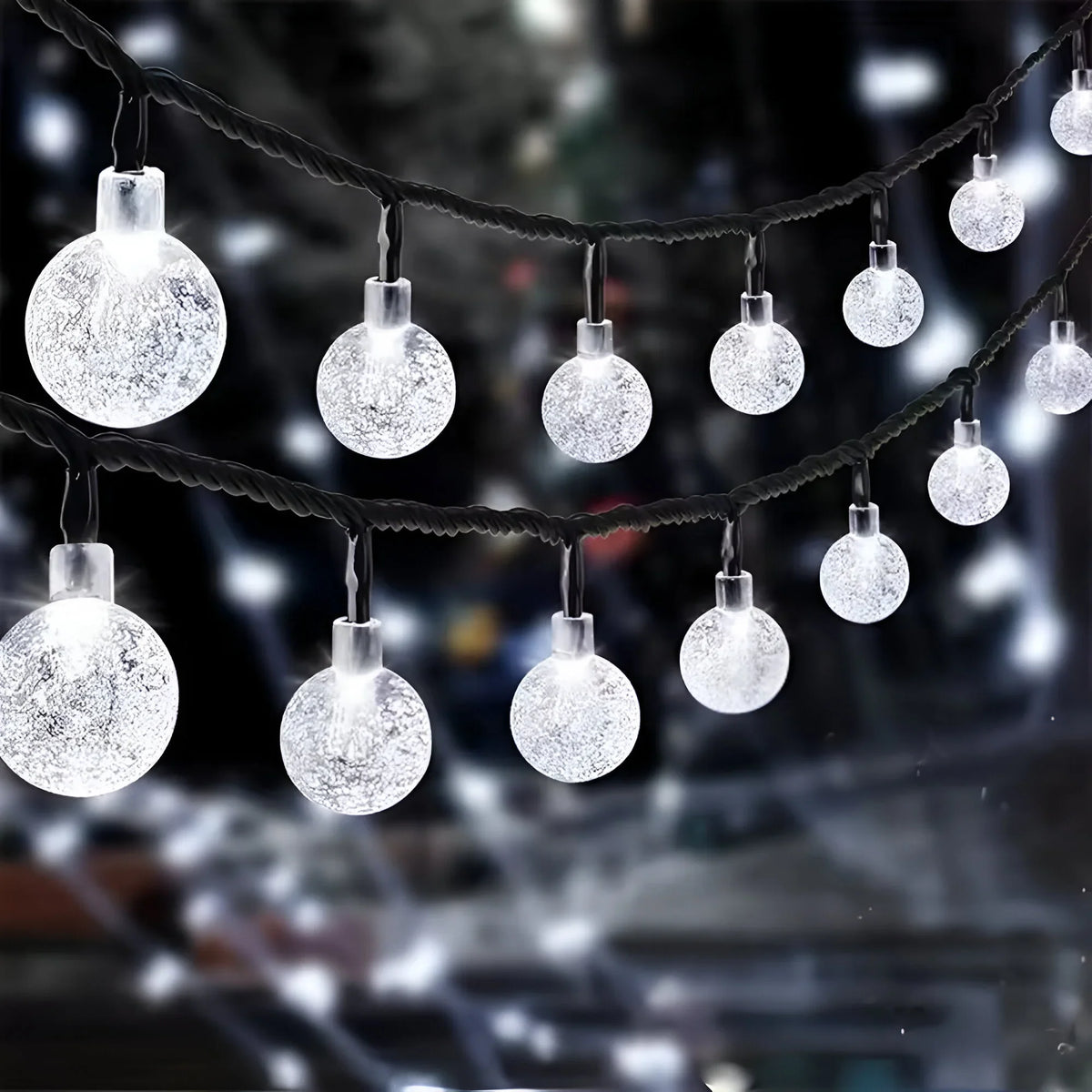 Solar Crackle Glass Garden String Lights