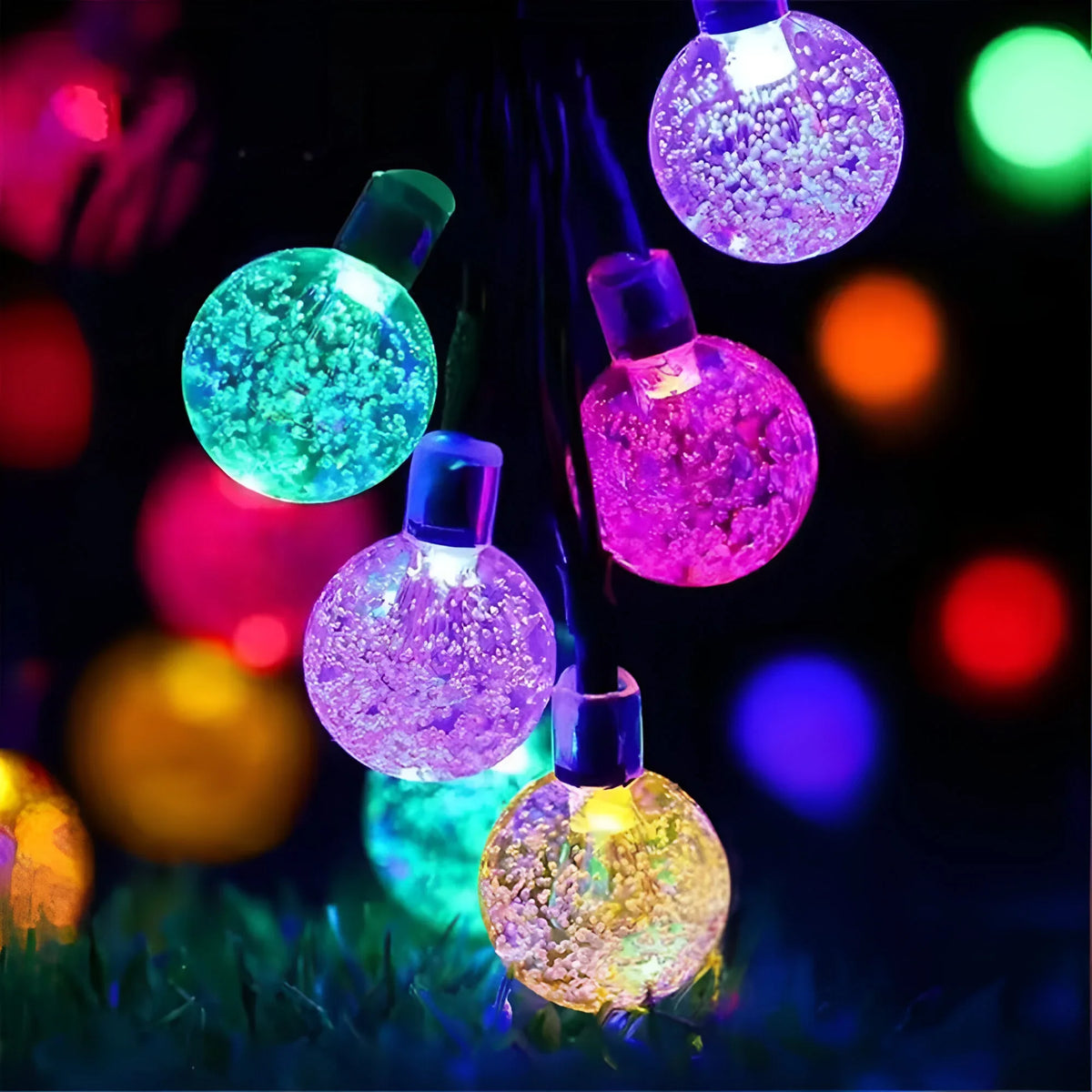 Solar Crackle Glass Garden String Lights