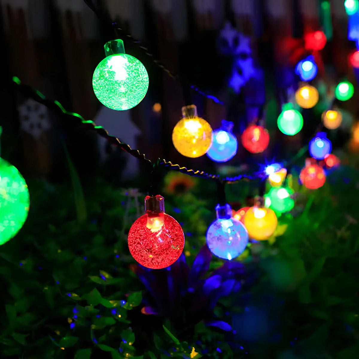 Solar Crackle Glass Garden String Lights