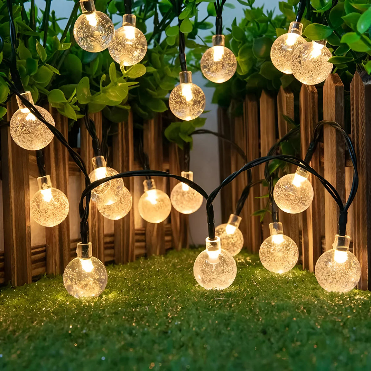 Solar Crackle Glass Garden String Lights