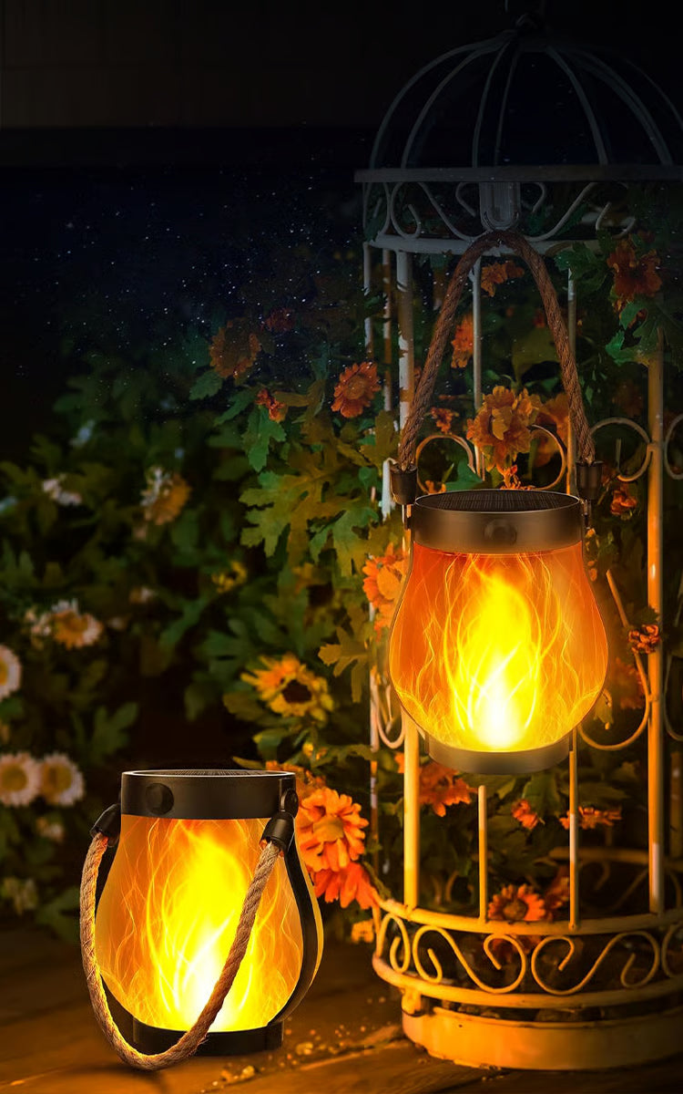 Solar Garden Lantern with Flame Effect