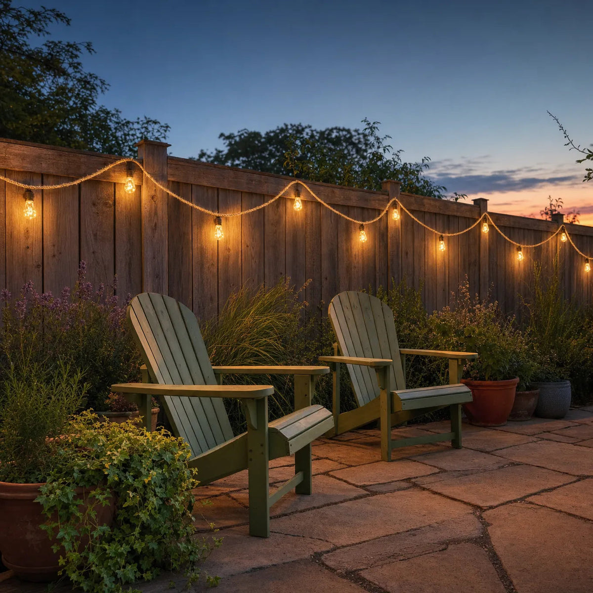Solar Hemp Rope String Lights with Vintage LED Bulbs