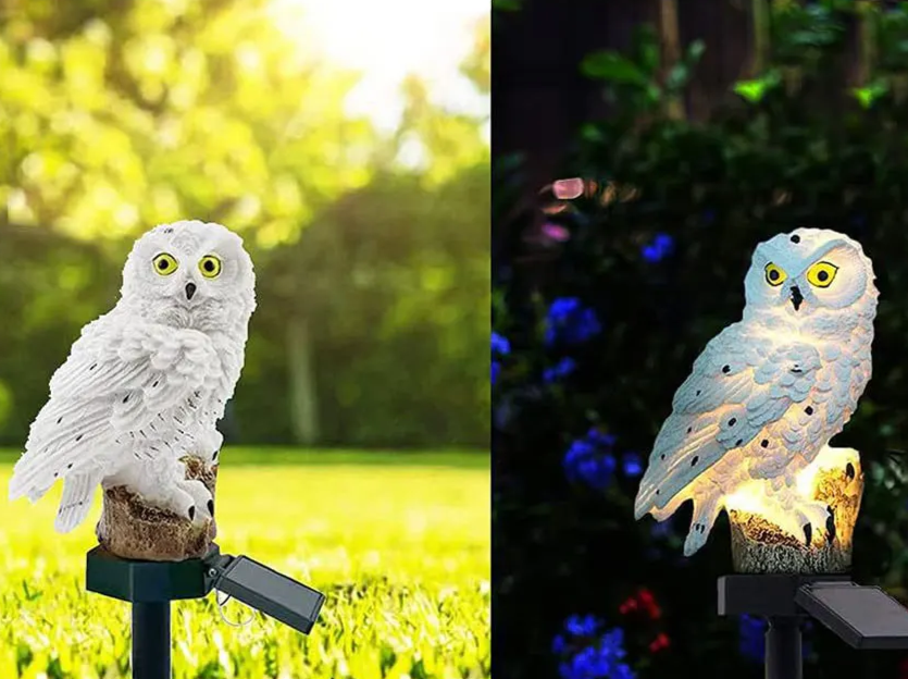 Solar LED Owl Garden Light, IP65 Waterproof, Warm White Light Decoration