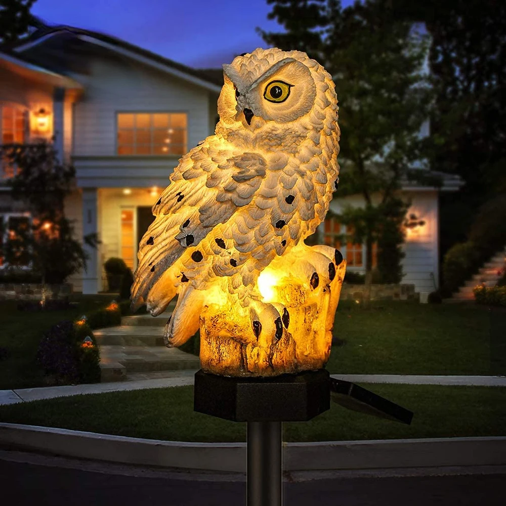 Solar LED Owl Garden Light, IP65 Waterproof, Warm White Light Decoration